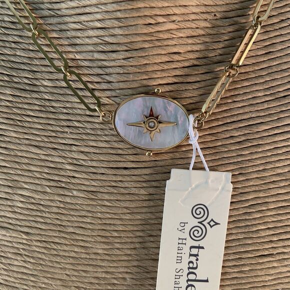 Trades By Haim Shahar Gold plated Link Chain Necklace with Mother of Pearl Spain - Picture 3 of 7